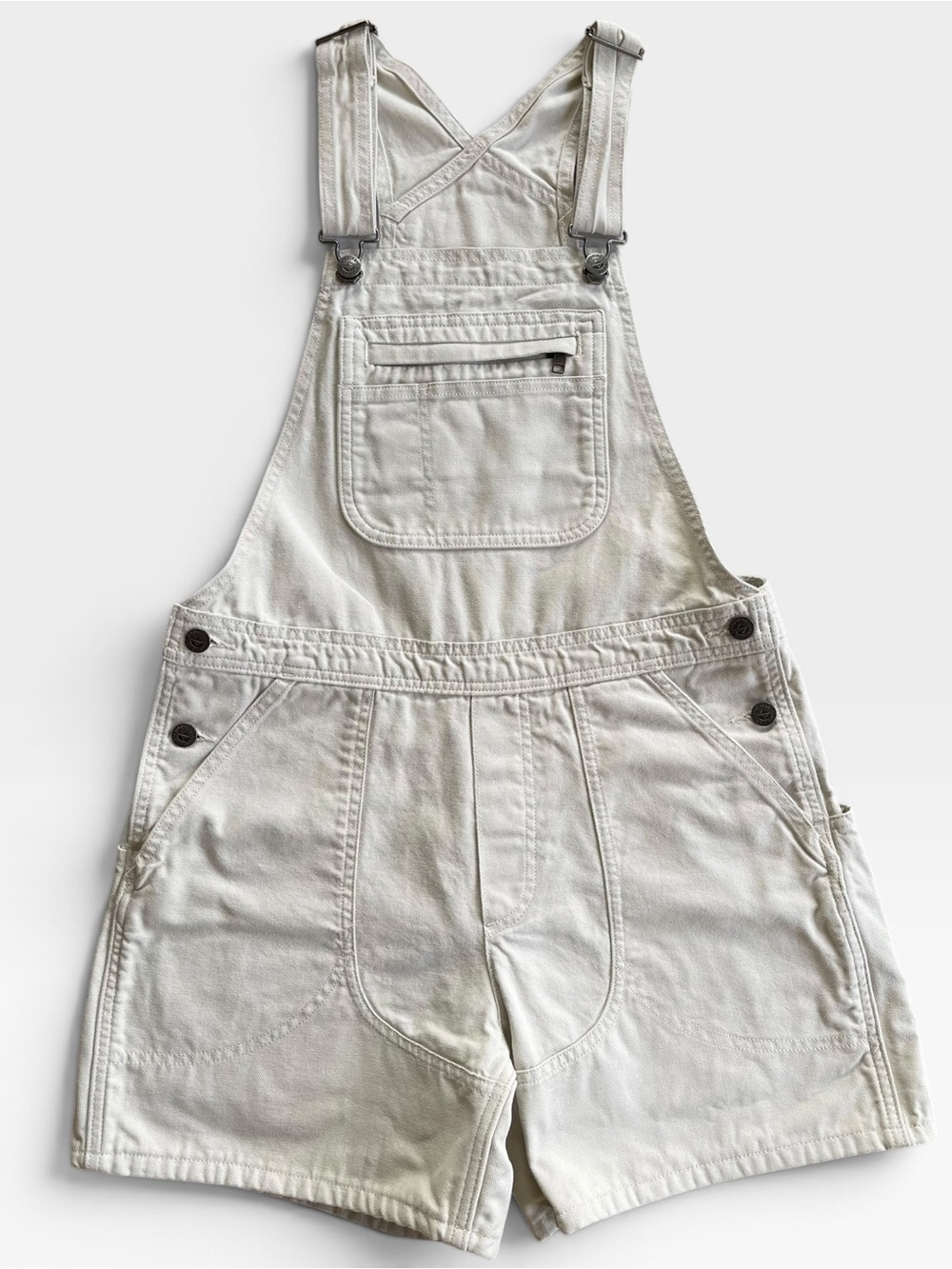 Patagonia Stand Up Off-White Cream Shortalls Overalls Cotton Bib Pocket Size S - Picture 1 of 10